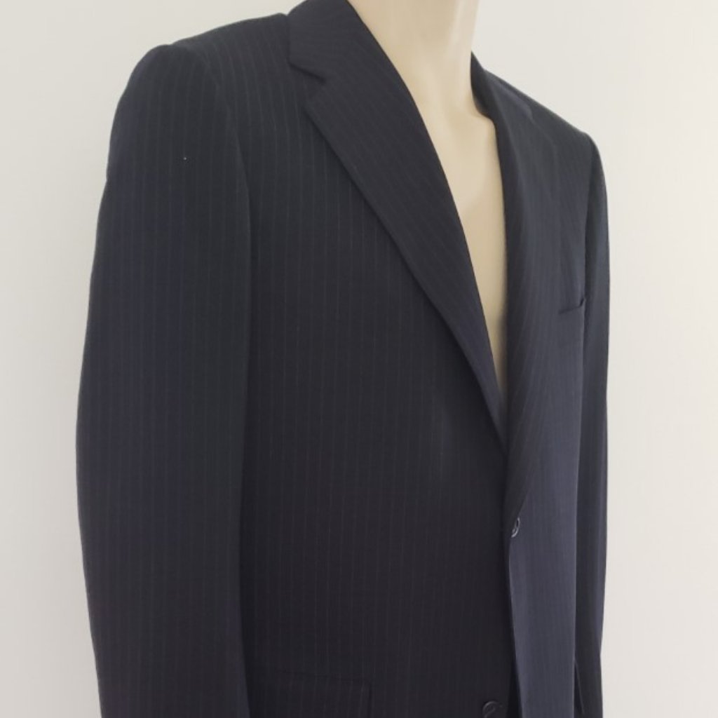 Brooks Brothers 1970s Men's Suit 41l Brooksknit Navy Pinstripe